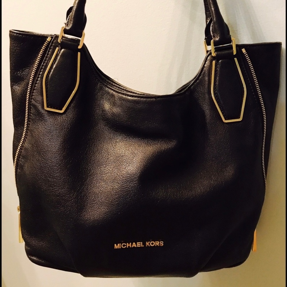 Michael Kors black leather handbag